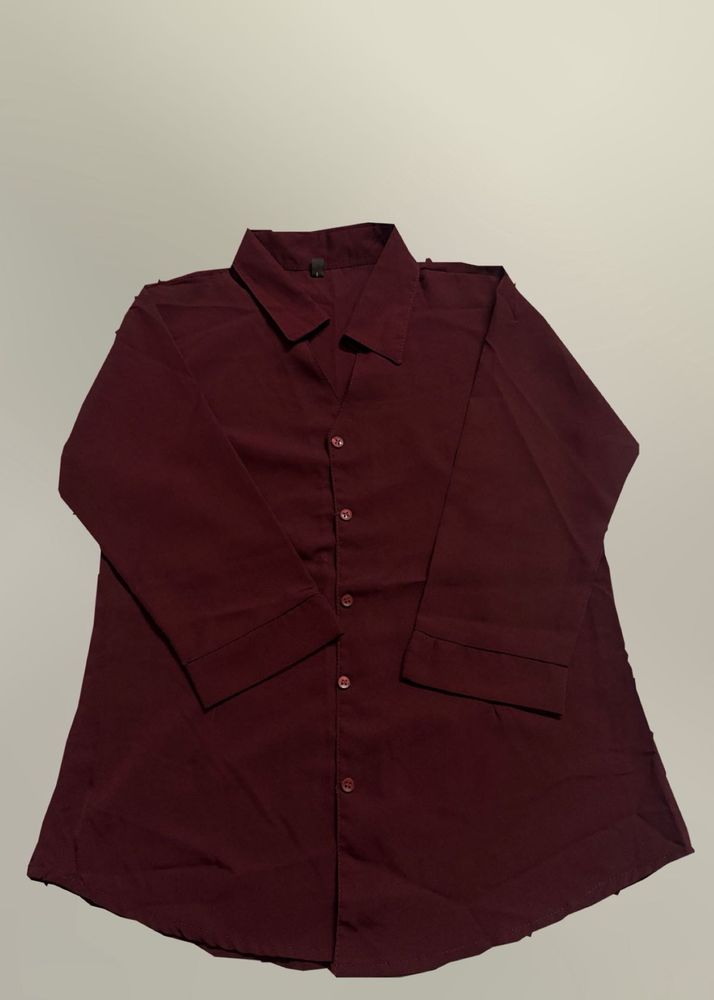 Maroon Button-Up Shirt