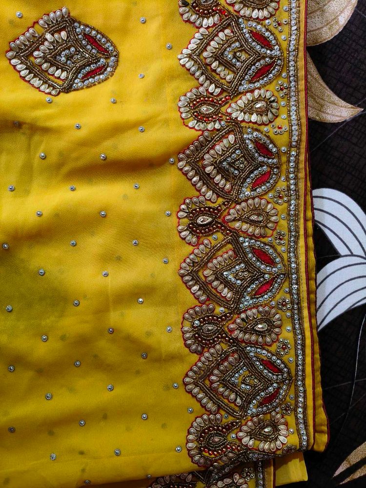 Exquisite Yellow  heavy Embellished Saree