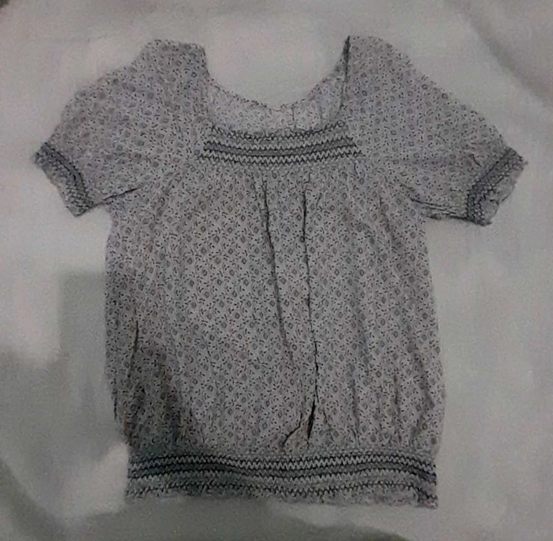 Grey Cute Blousom Top
