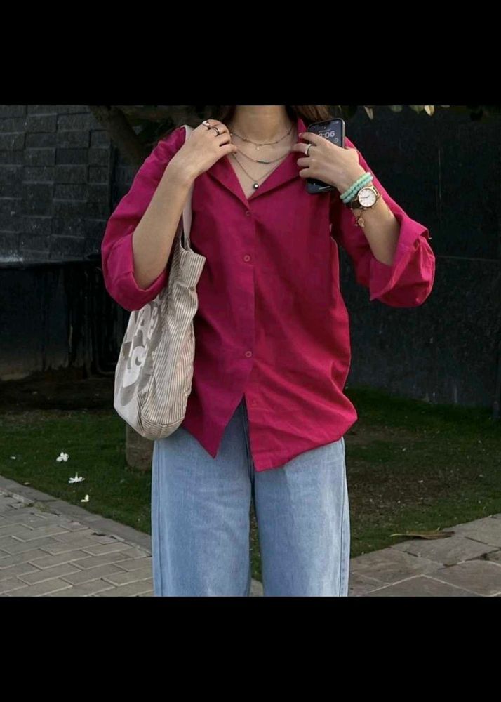 Chic Magenta Button-Up Shirt