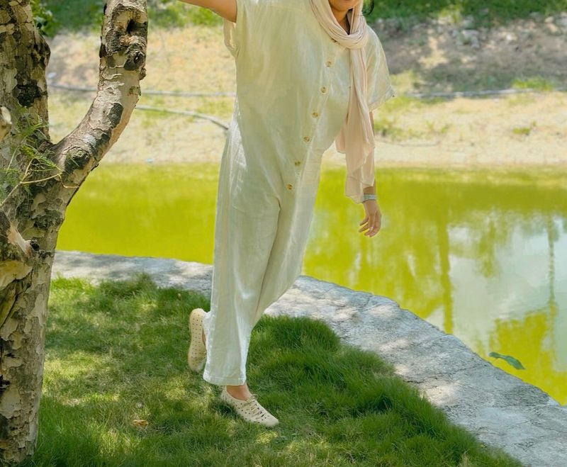 Elegant Beige Linen Jumpsuit