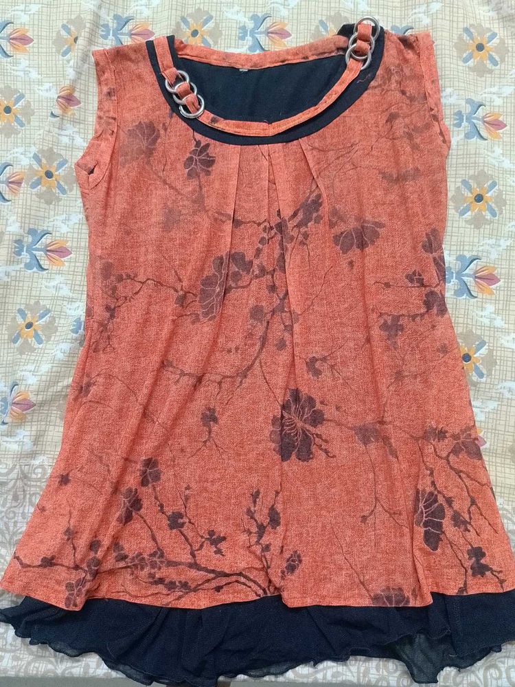 Floral Print Sleeveless Tunic Top