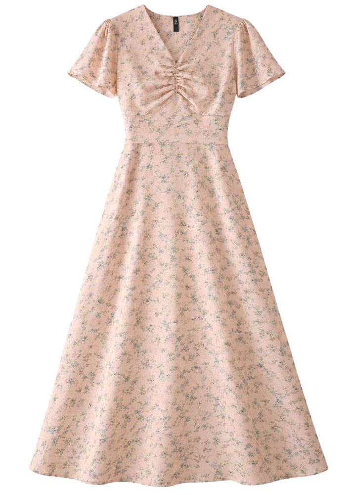Pink floral midi dress