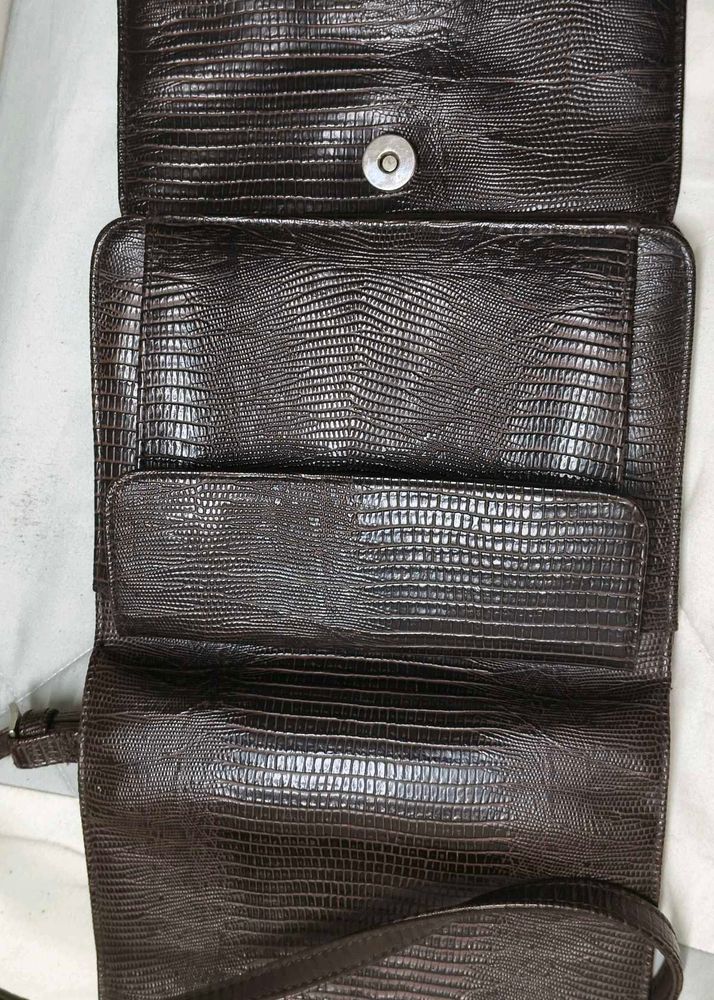 Vintage Brown crocodile Embossed Shoulder Bag