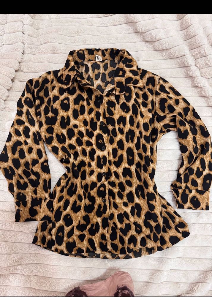 Leopard Print Button-Up Shirt