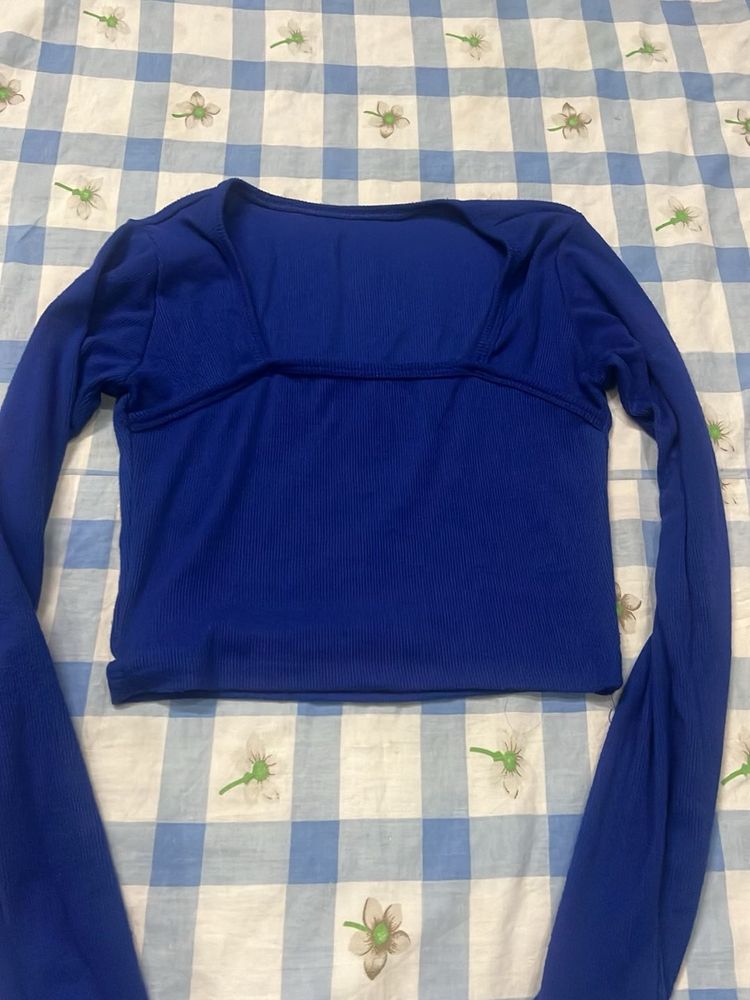 Royal Blue Ribbed Long Sleeve Top