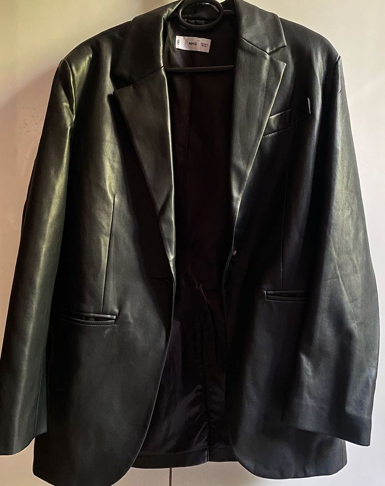 Mango oversize leather jacket