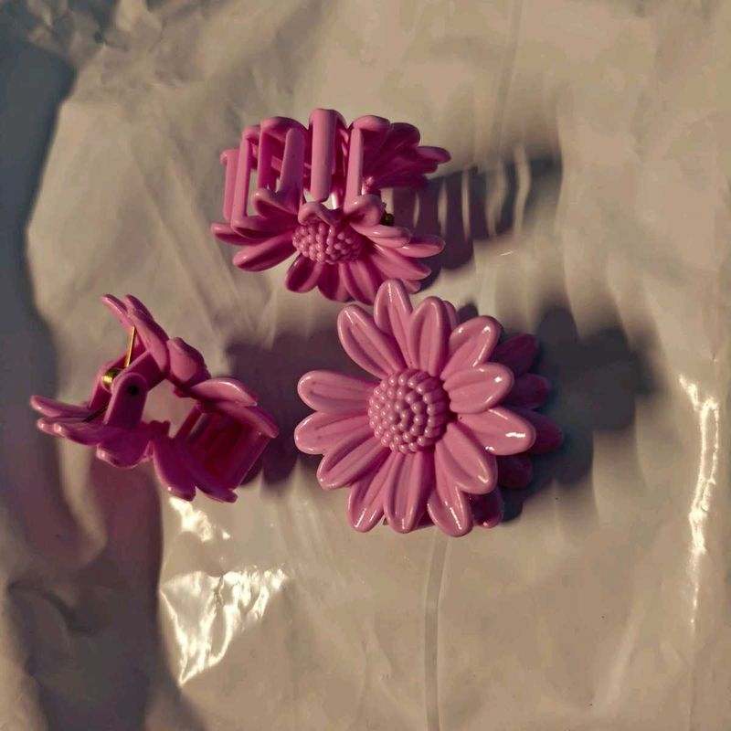 Cute Pink Daisy Claw Clips (Set of 3)