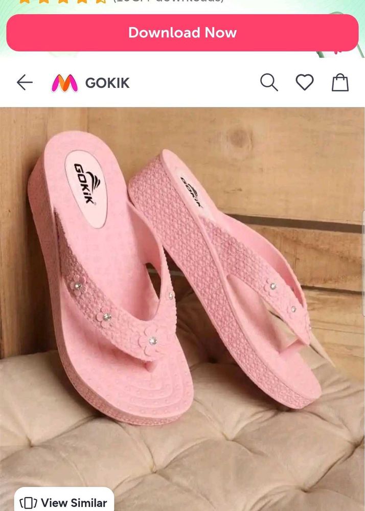 Unused Pink Flip-Flops with Diamonds