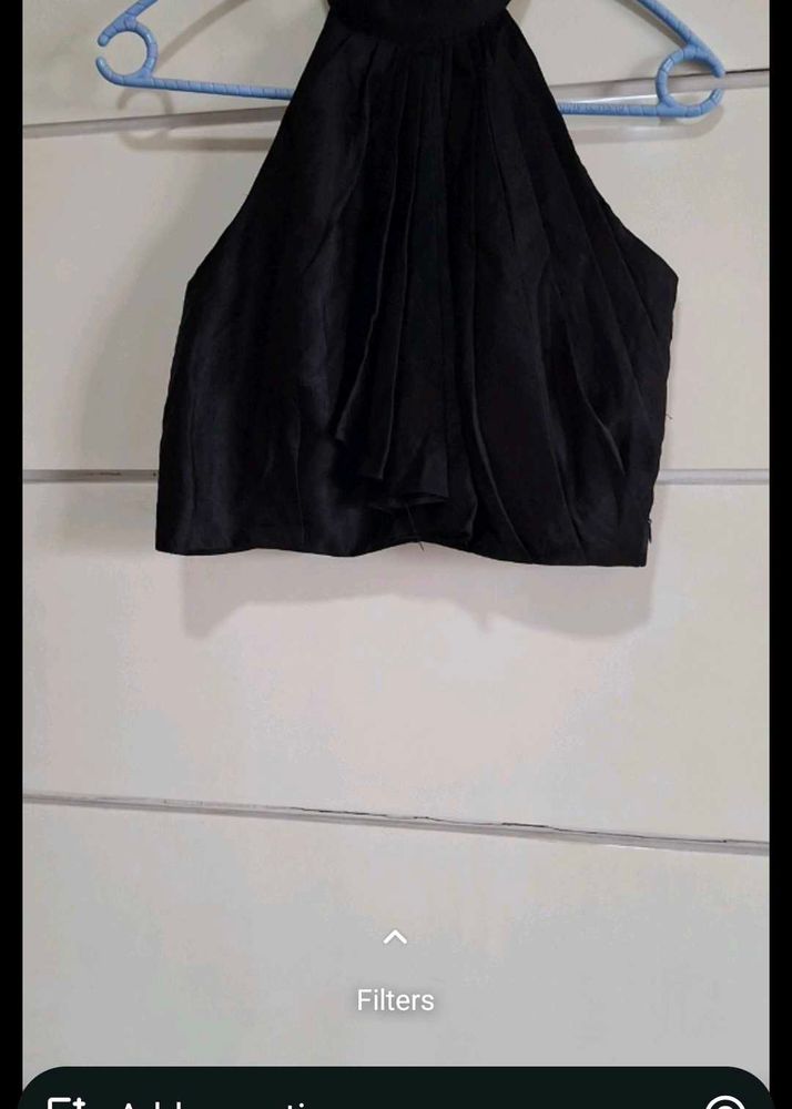 Elegant Black Halter Neck Top with ready to wear s