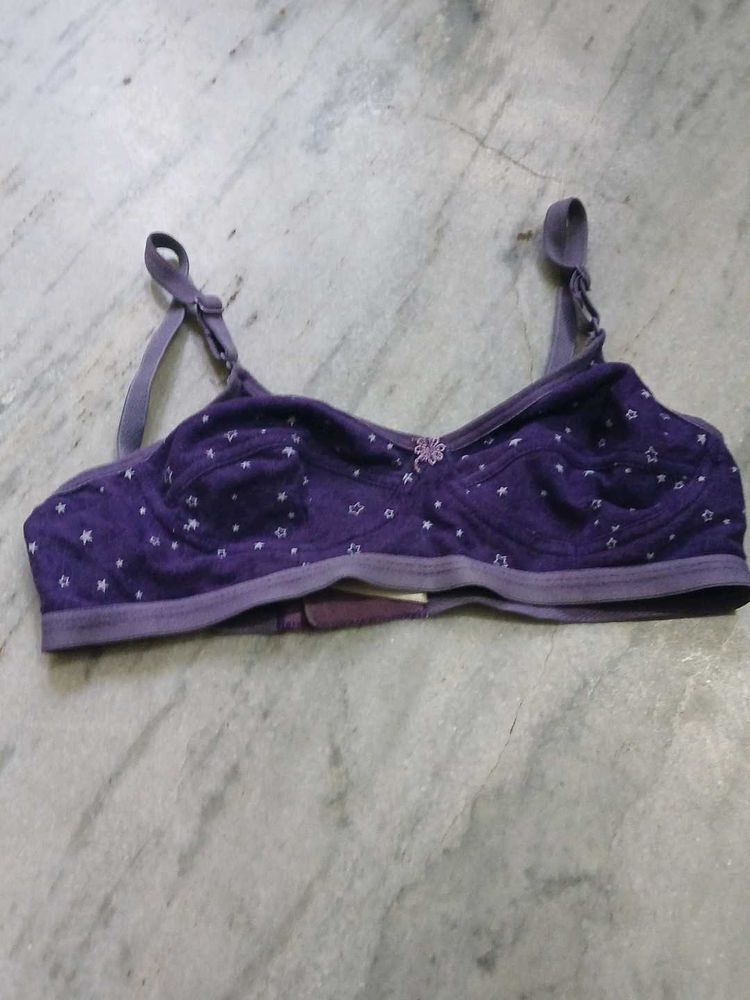 Purple Star Print Bra