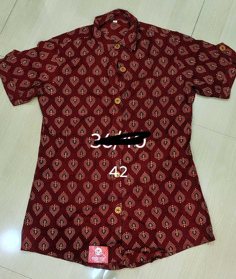 New women's Printed Short Sleeve cotton Shirt