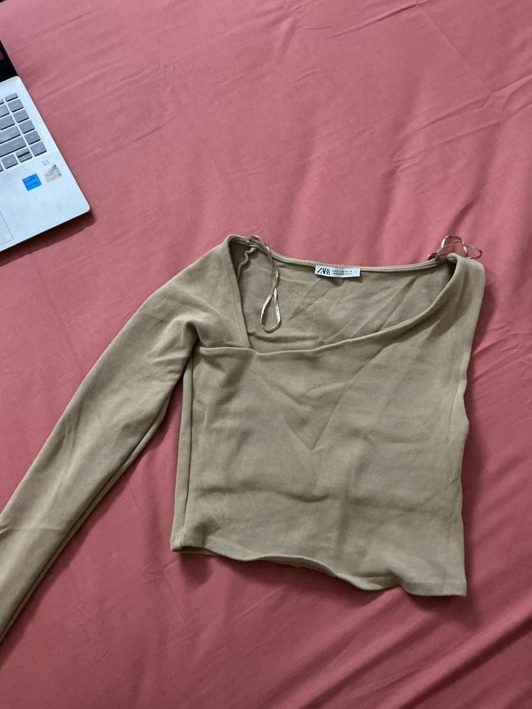 ZARA Stylish Beige  one Long Sleeve Top