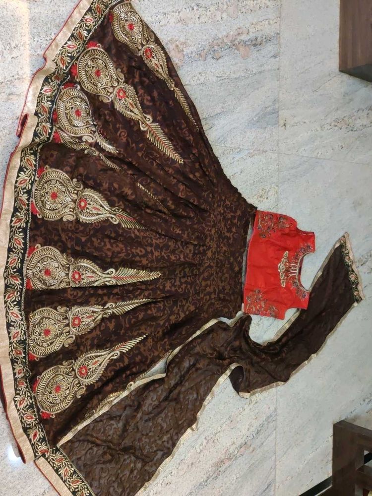 Gorgeous Brown Embroidered lehenga