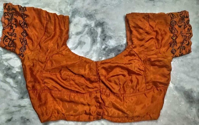 orange pure crape silk Blouse