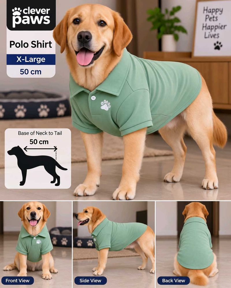 Clever Paws Dog Polo Shirt – Sage Green | XL