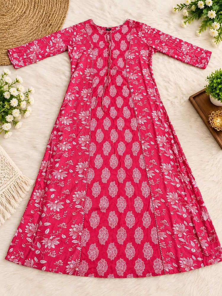 Beautiful Pink Floral Print Kurta