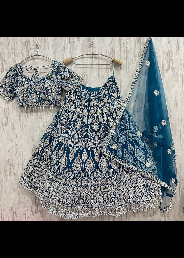 Embroidered Teal Blue Lehenga Choli Set