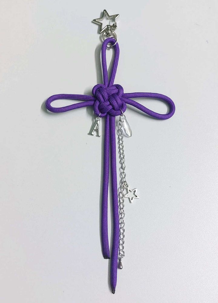 Purple Arirang Knot Charm Keychain