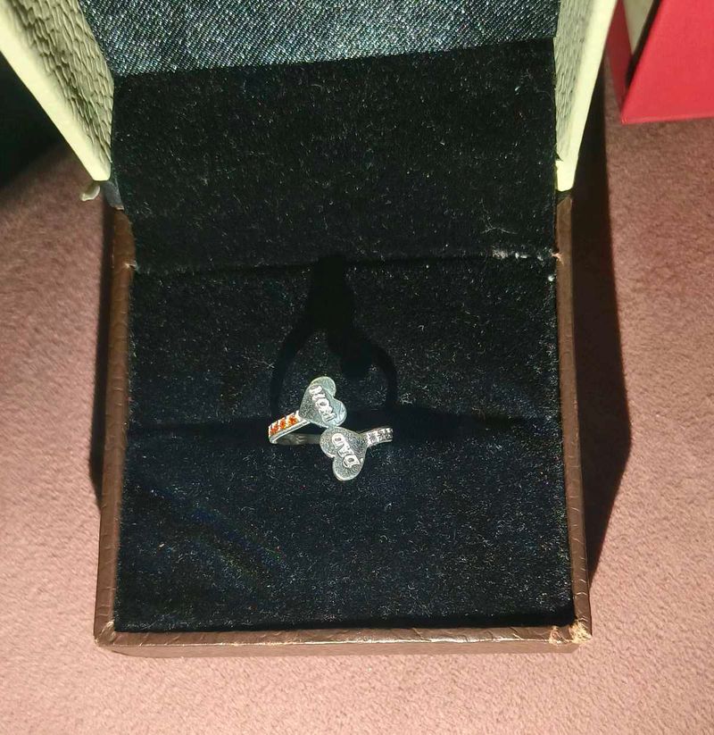 Mom &amp; Dad Heart Ring pure silver
