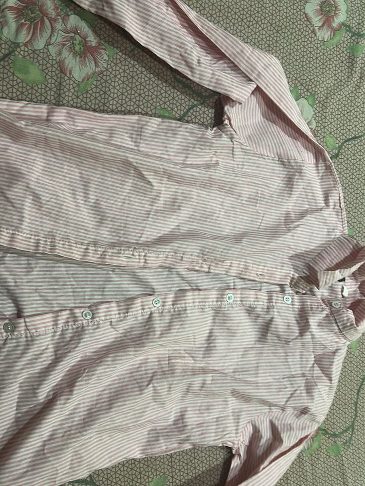 Pink Striped Button-Up Shirt
