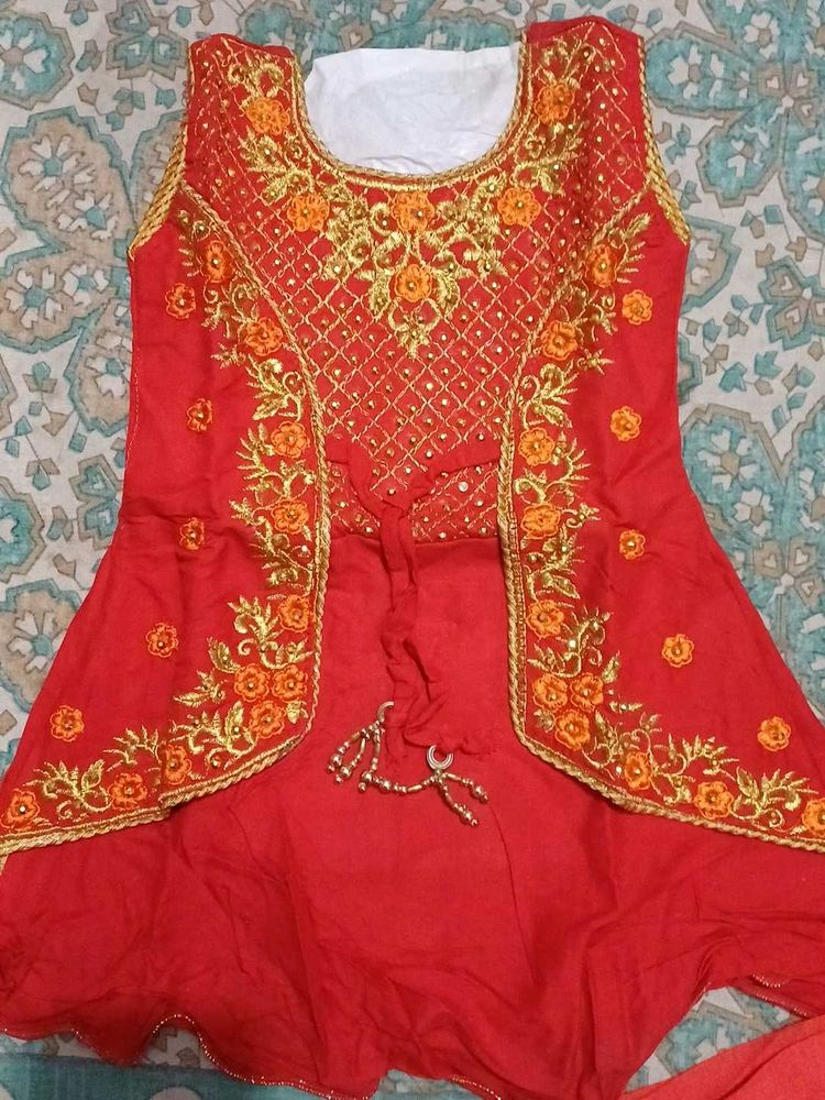 Beautiful Red Embroidered Set