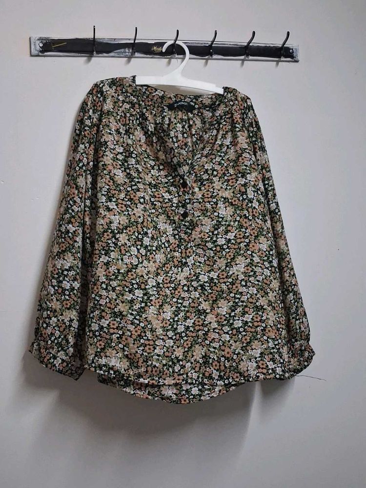 Floral Print Long Sleeve Blouse