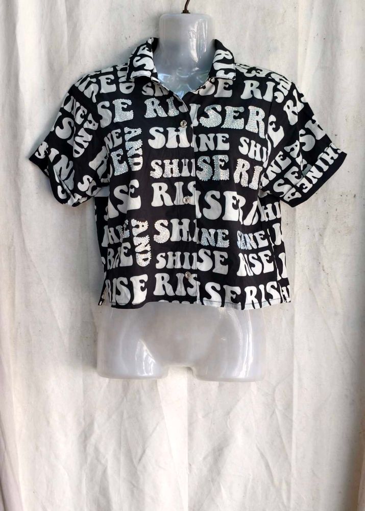 I. Trendy Graphic Print Cropped Shirt