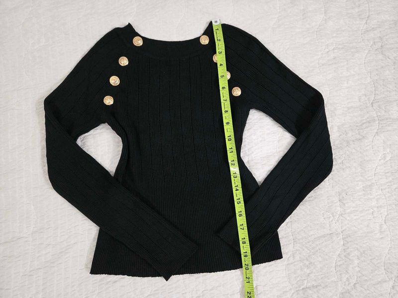 Chic Black Ribbed Sweater bust 34/36