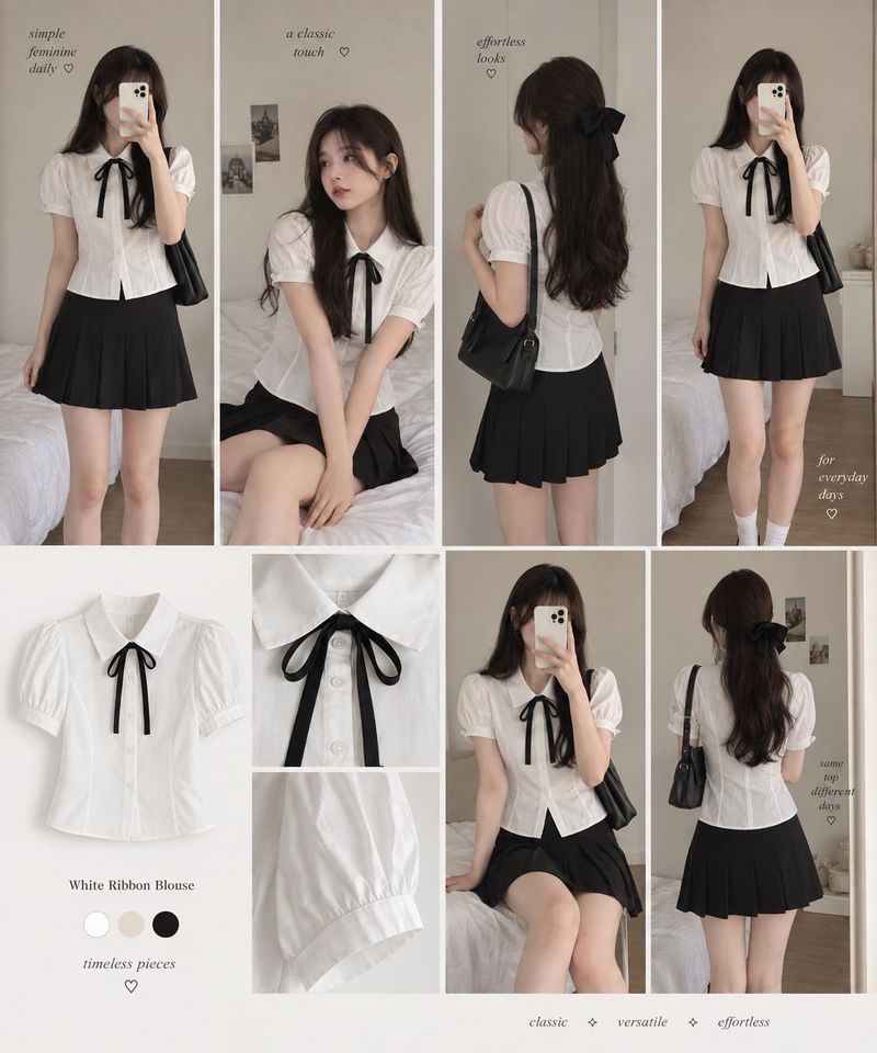 Bow White Blouse