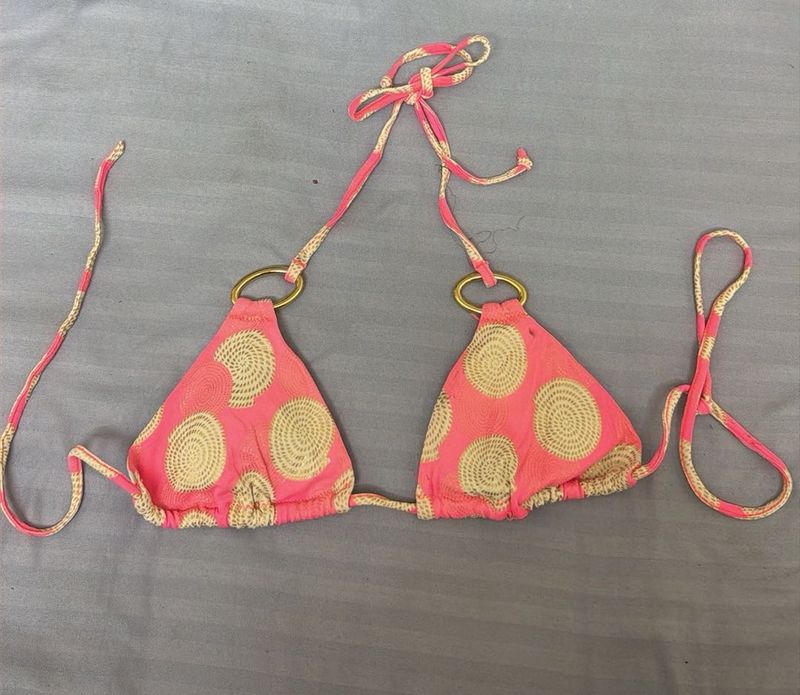 Pink Polka Dot Bikini Top