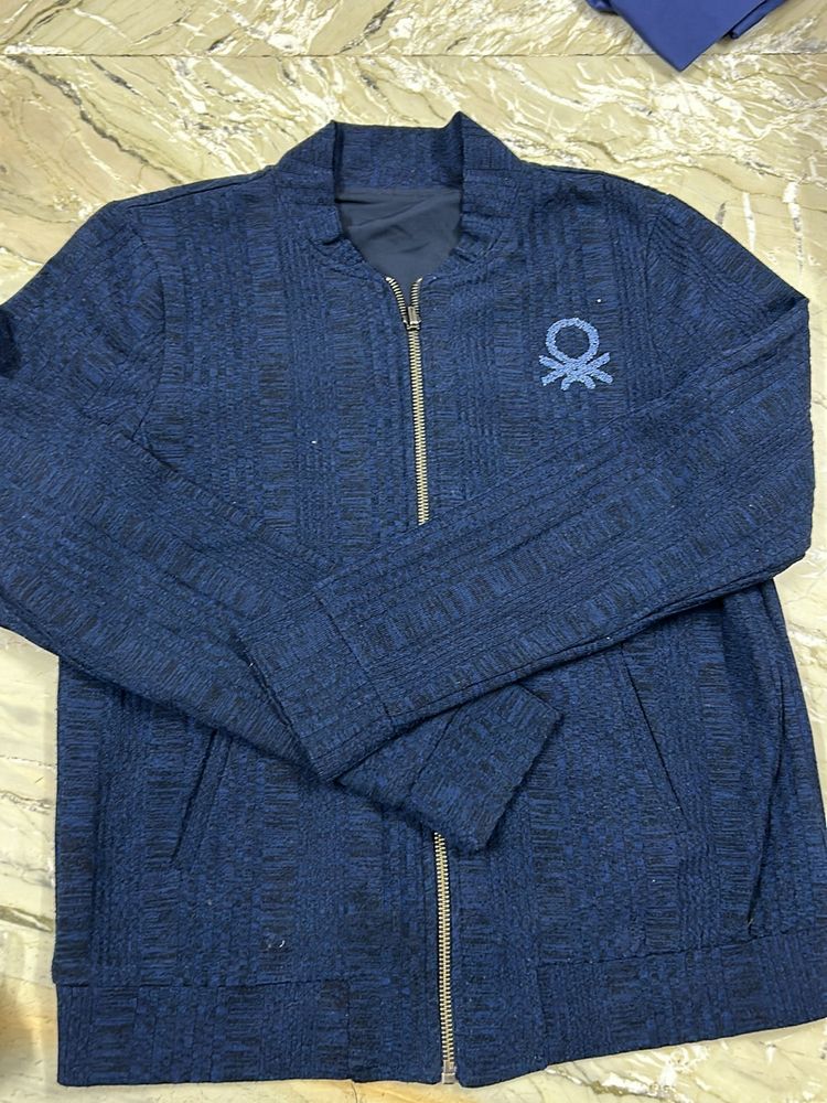 Benetton Blue Zip-Up Jacket