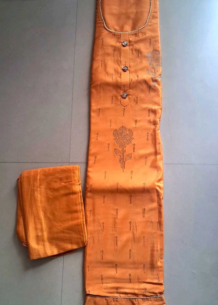 Orange Kurta Set With Minimal Work