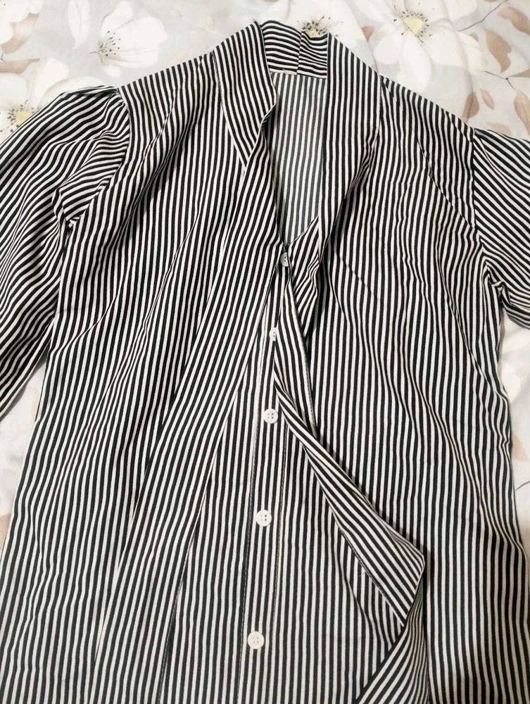 Stylish Striped Button-Up Shirt crop top