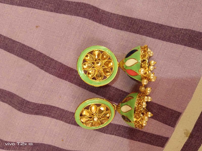 Beautiful Green Jhumka Earrings