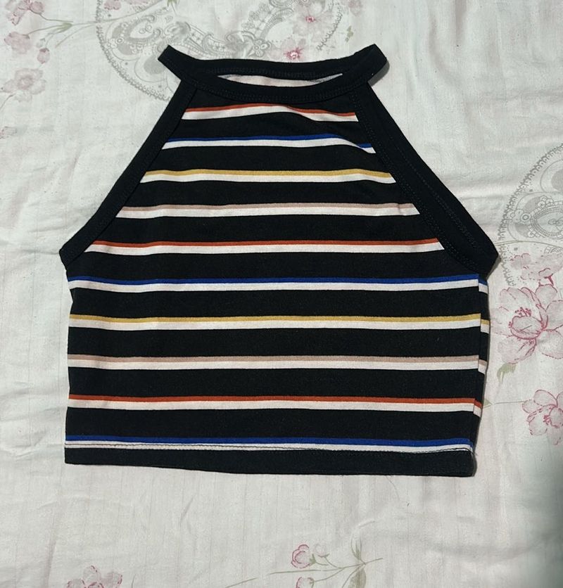 Striped Halter Crop Top