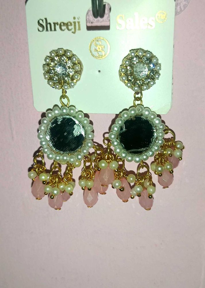 Beautiful Mirror Work Jhumka Earrings