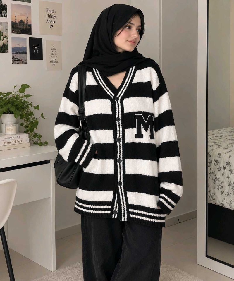 Varsity Striped Knit Cardigan