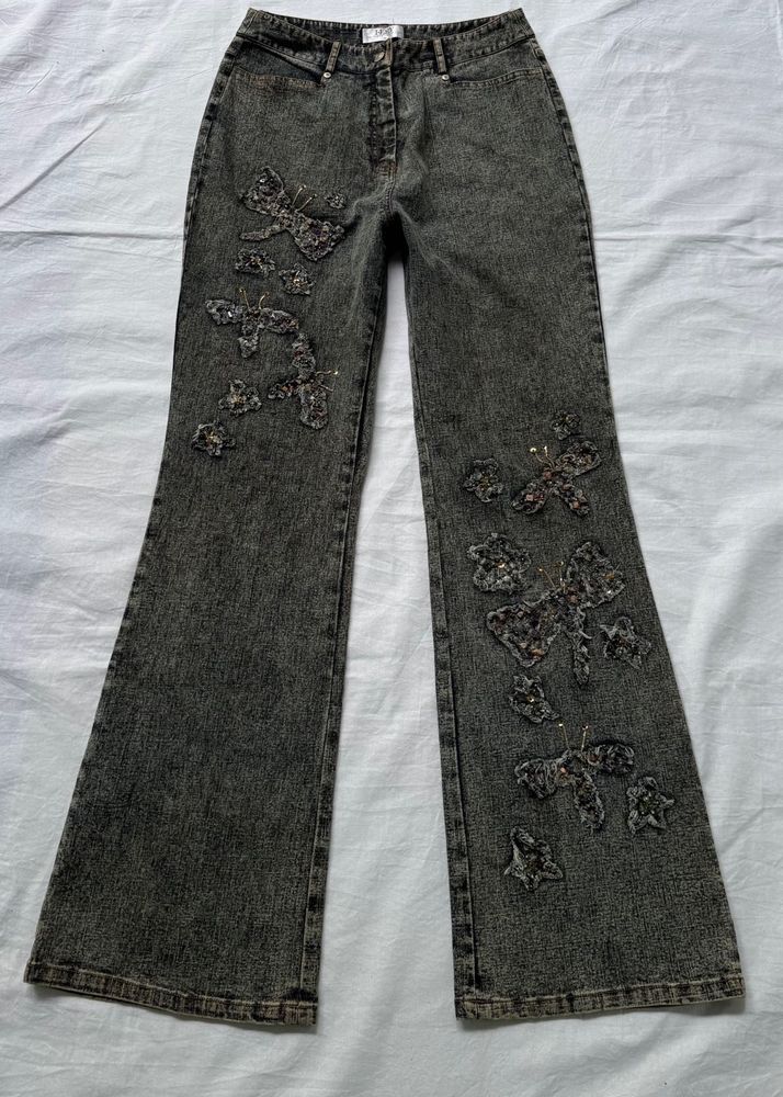Embellished Y2K flared jeans