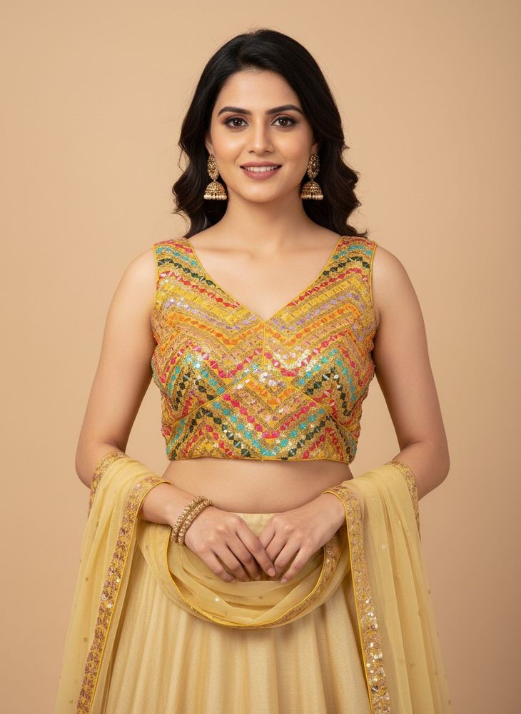 Embellished Yellow Ethnic Blouse