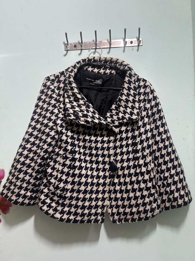 Houndstooth Cropped winter Jacket