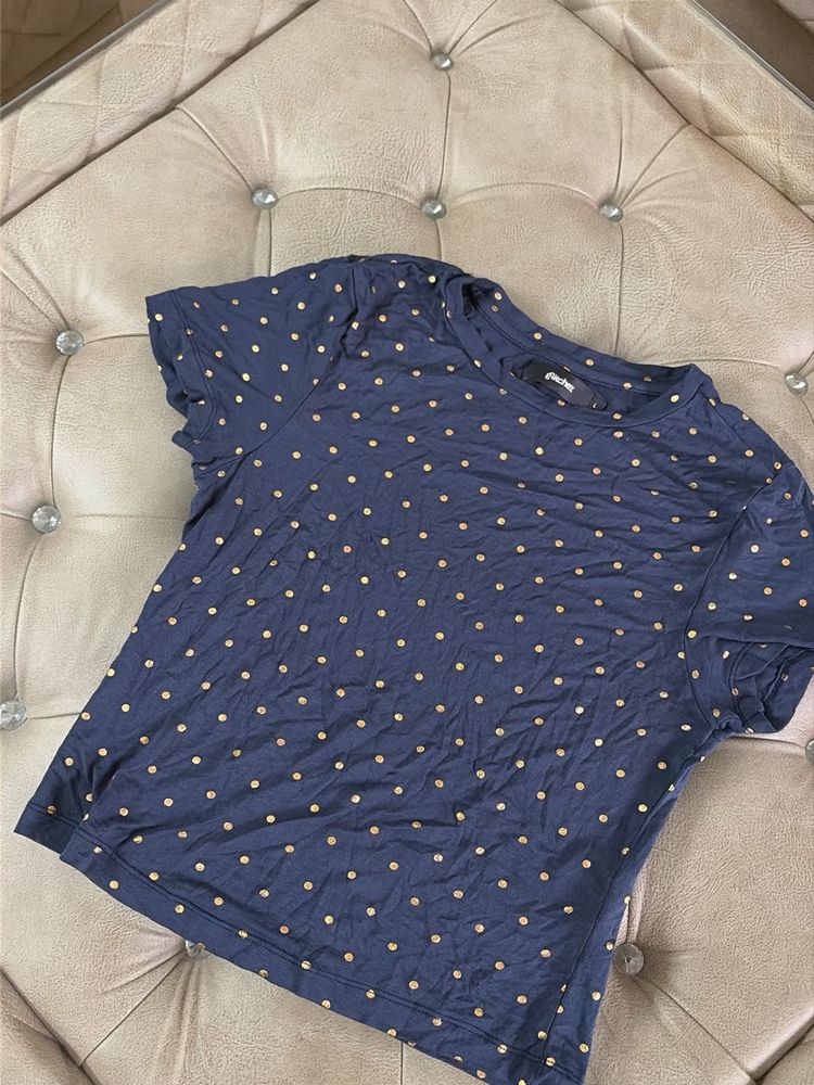 Navy Blue Polka Dot T-Shirt