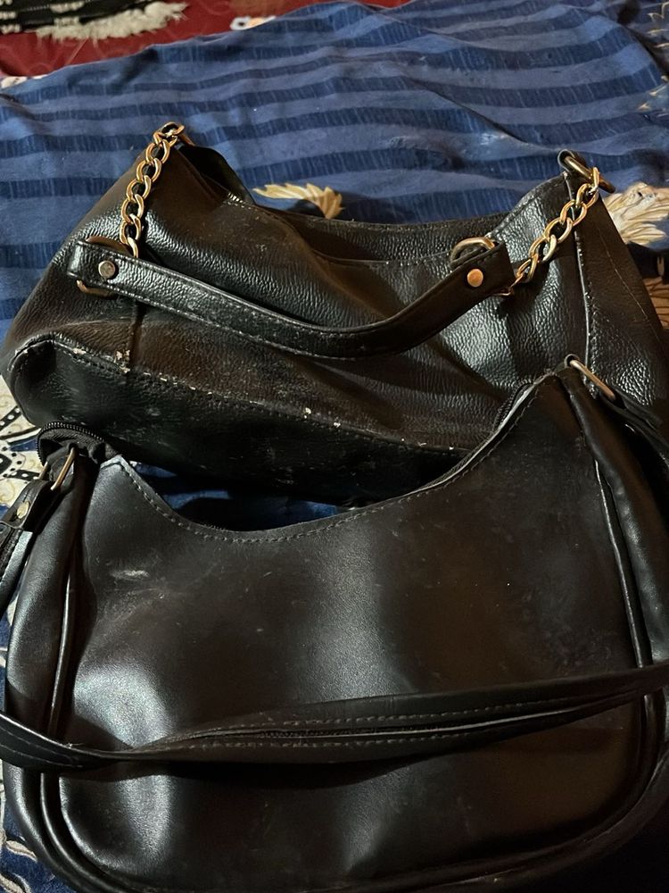 Two Black Shoulder Bags with Chain free in coin