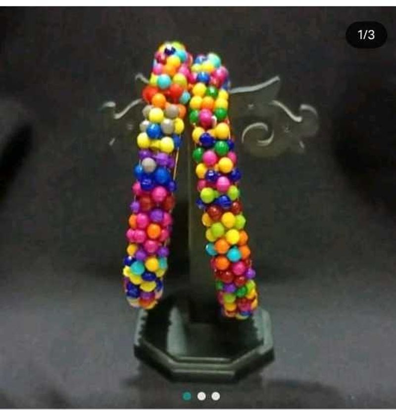 Colorful Beaded Bangle Bracelets (Set of 2)