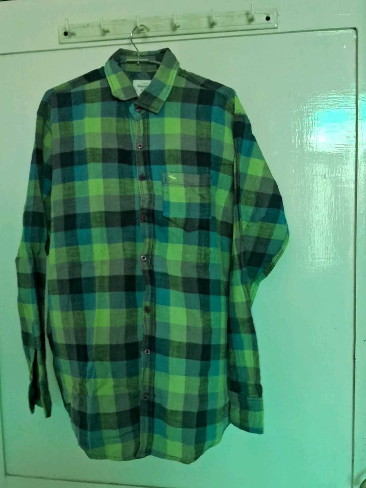 Green Plaid Casual Shirt