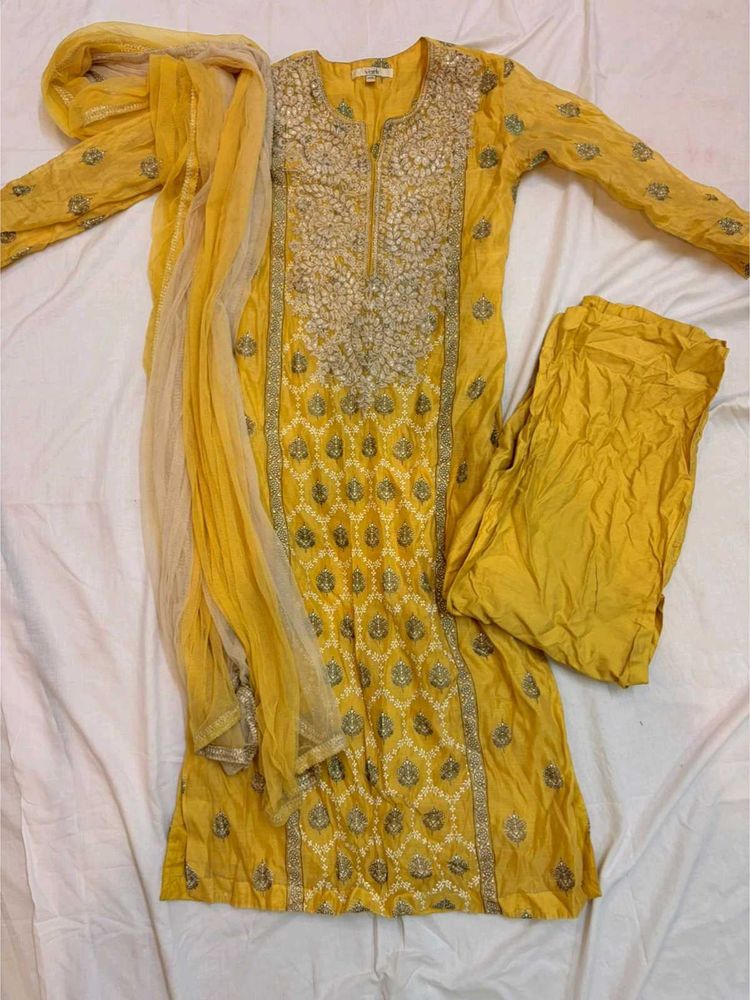 yellow kurti set