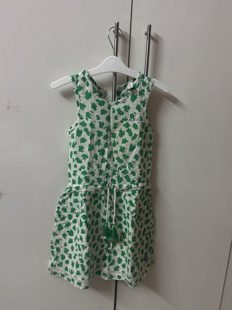 Cute Green Floral Print Mini Dress