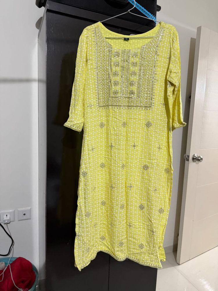 Embellished Yellow Kurta