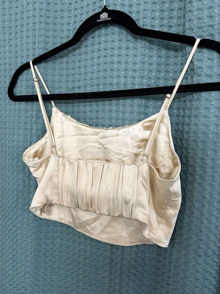 Women > Tops & Tunics | Zara Satin Ruched Camisole Top | Freeup