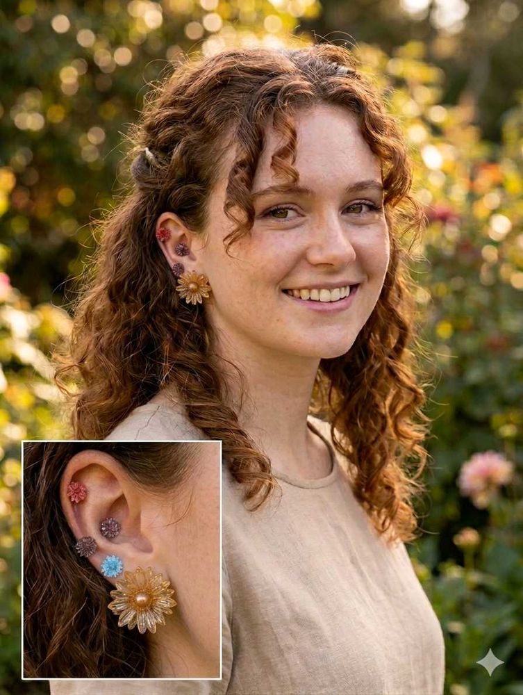 Boho Flower Earrings Set of 4